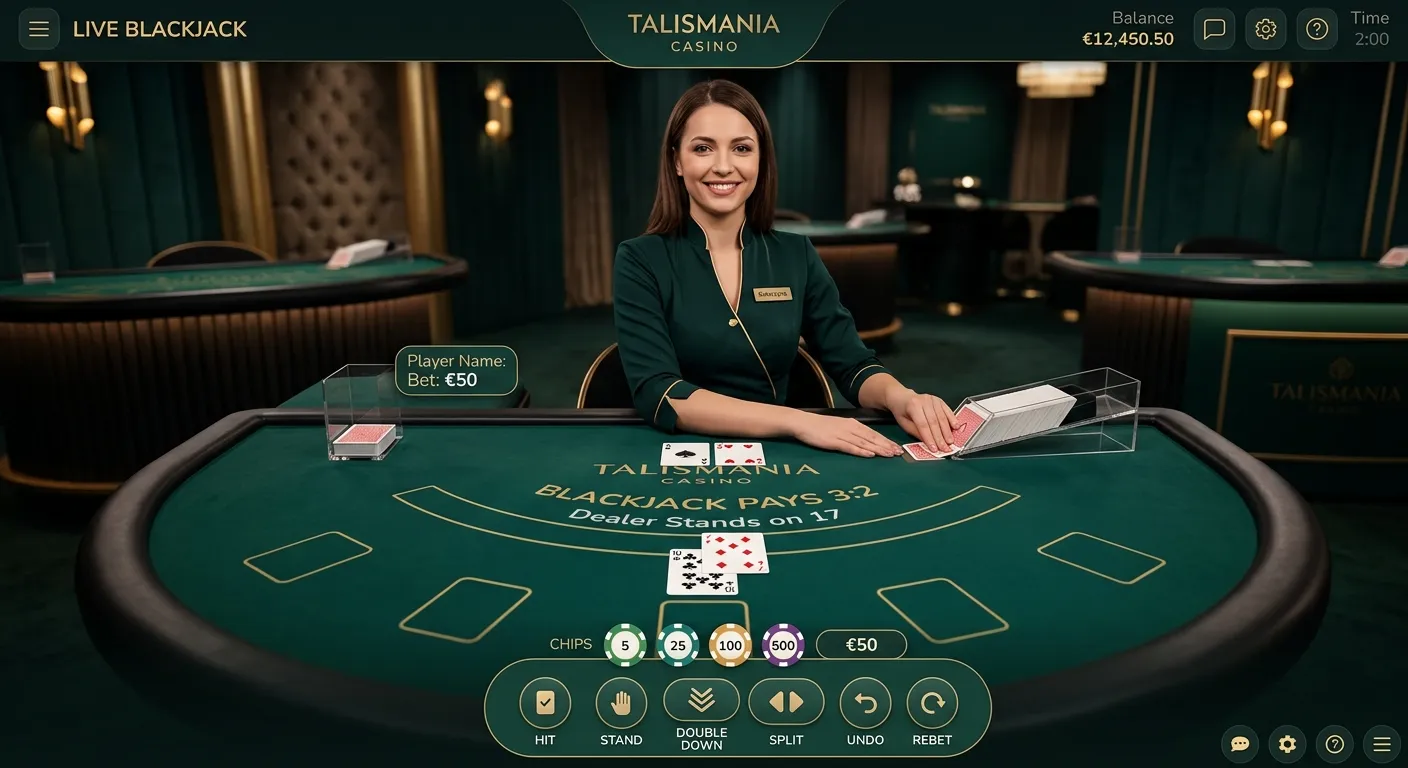 Stół Blackjack na żywo w Talismania Casino